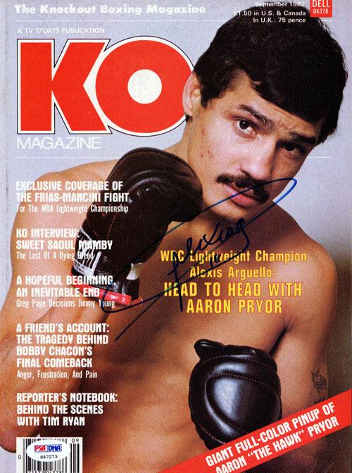 Alexis Arguello Autographed KO Boxing Magazine Cover PSA/DNA