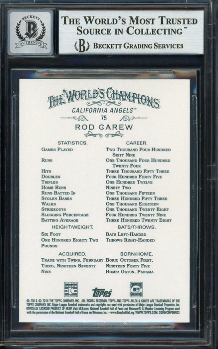 Rod Carew Autographed 2014 Topps Allen & Ginter Card #75 California Angels Auto Grade Gem Mint 10 Beckett BAS Stock #192788 - RSA