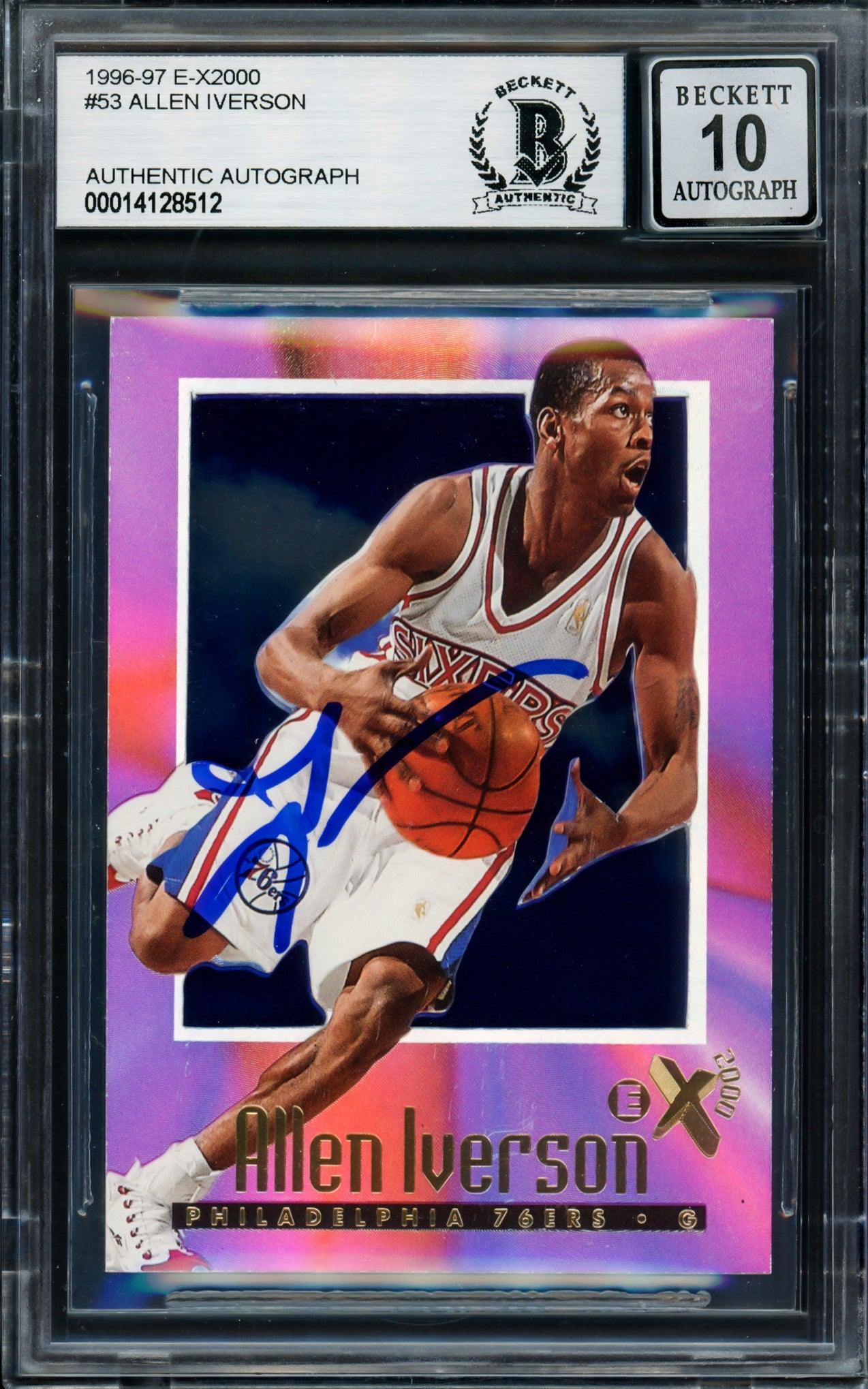 Allen Iverson Autographed 1996-97 Skybox E-X 2000 Rookie Card #53