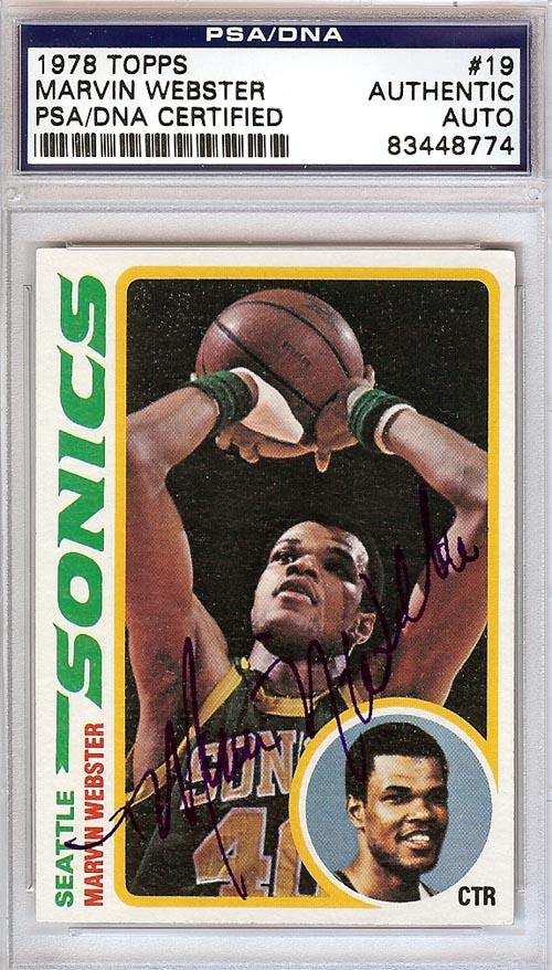 Marvin Webster Autographed 1978 Topps Card #19 Seattle Sonics PSA/DNA #83448774 - RSA