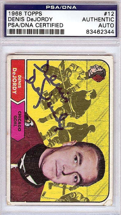 Denis DeJordy Autographed 1968 Topps Card #12 Chicago Blackhawks PSA/DNA #83462344 - RSA