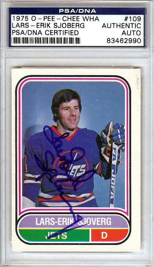 Lars-Erik Sjoberg Autographed 1975 O-Pee-Chee WHA Card #109 Winnipeg Jets PSA/DNA #83462990 - RSA