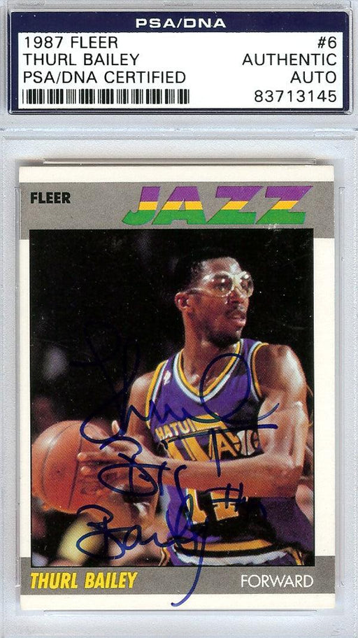 Thurl Bailey Autographed 1987 Fleer Card #6 Utah Jazz PSA/DNA #83713145 - RSA