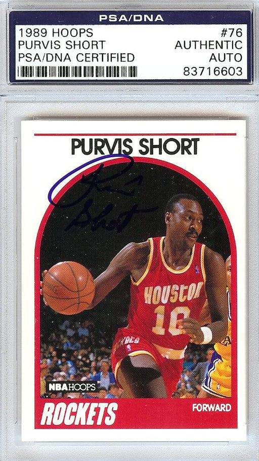 Purvis Short Autographed 1989 Hoops Card #76 Houston Rockets PSA/DNA #83716603 - RSA