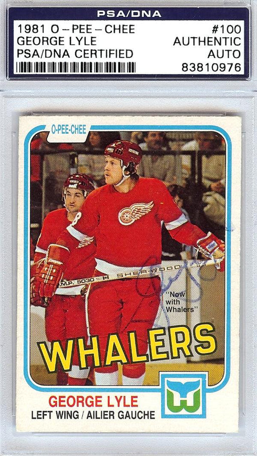 George Lyle Autographed 1981 O-Pee-Chee Card #100 Detroit Red Wings PSA/DNA #83810976 - RSA