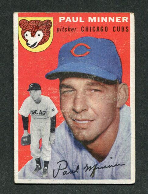 rare cubs baseball cards 1954 Topps #28 Paul Minner Chicago Cubs Baseball Card — RSA