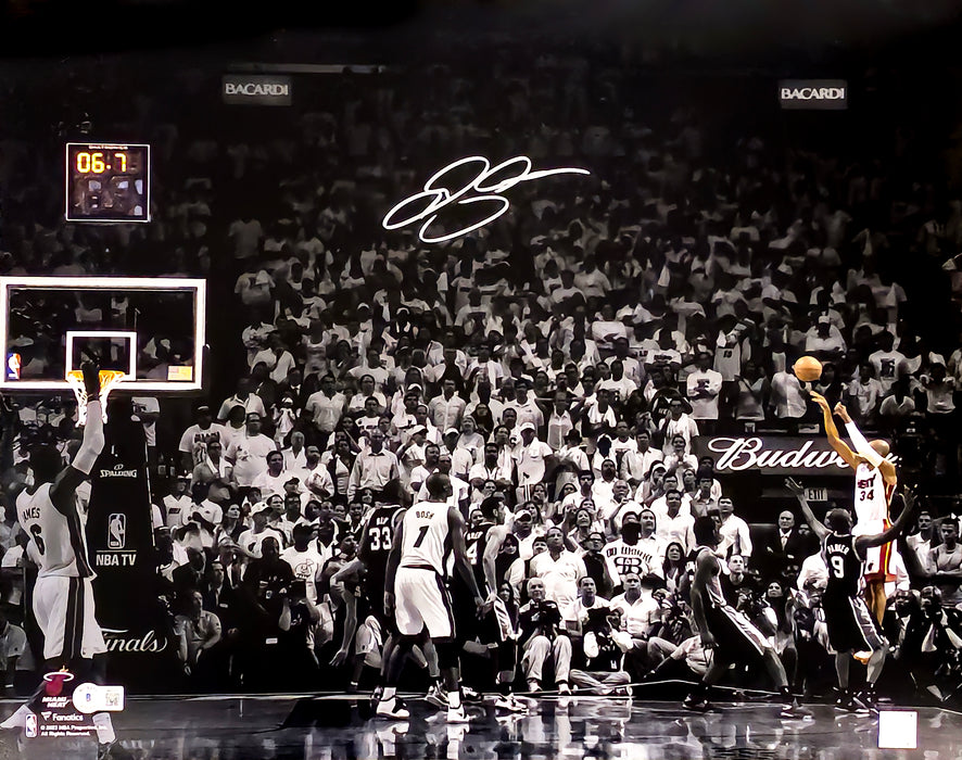 Ray Allen Autographed 16x20 Photo Miami Heat vs. San Antonio Spurs 2013 NBA Finals Game 6 Winning 3 Point Shot Beckett BAS Witness Stock #221290