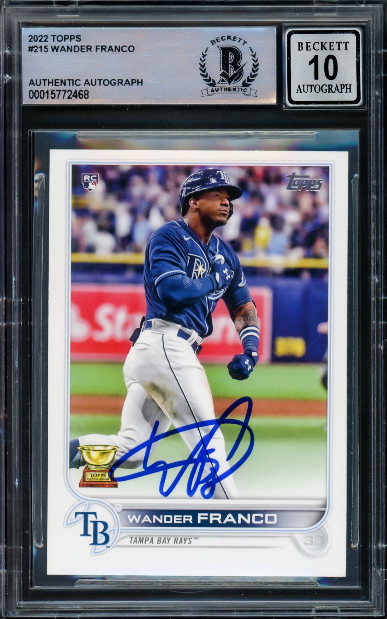 Wander Franco Autographed 2022 Topps Rookie Card #215 Tampa Bay