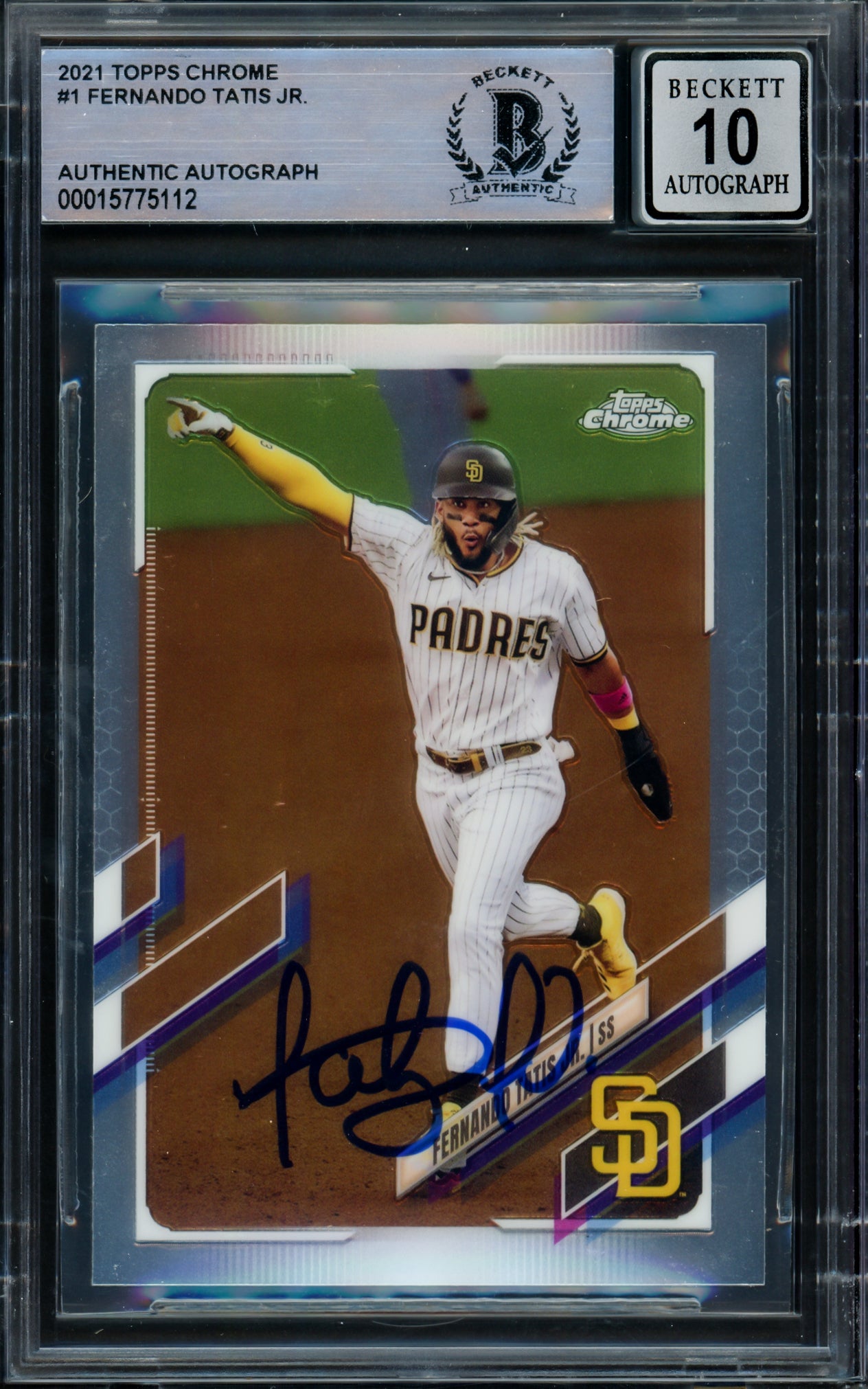 Fernando Tatis Jr. Autographed 2021 Topps Chrome Card #1 San Diego 