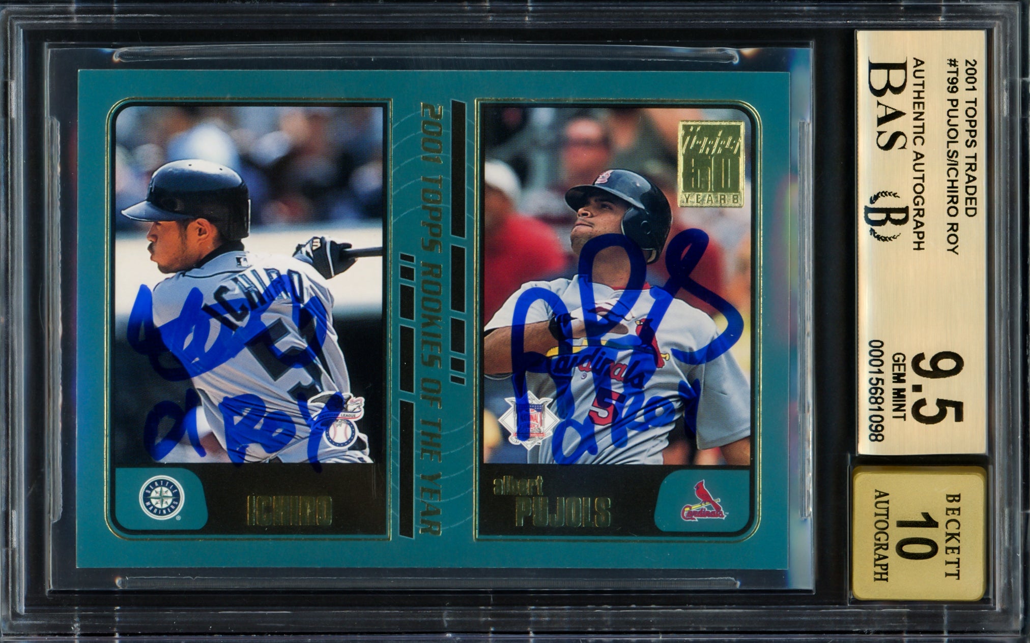 Albert Pujols & Ichiro Suzuki Autographed 2001 Topps Traded Rookie