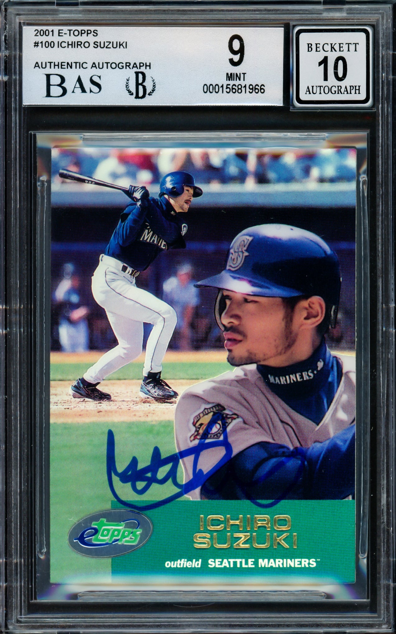 Ichiro Suzuki Autographed 2001 eTopps Rookie Card #100 Seattle