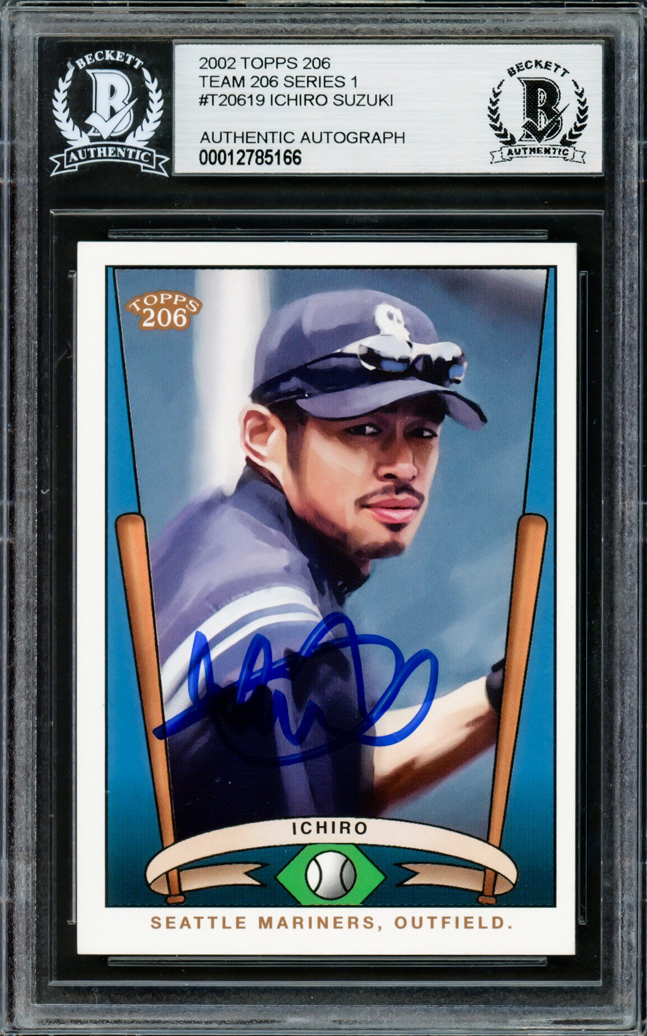 Ichiro Suzuki Autographed 2002 Topps 206 Card #T206-19 Seattle 