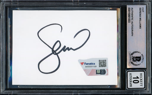 Serena Williams Autographed 2.5x3.5 Cut Signature Auto Grade Gem Mint 10 Black Beckett BAS #15861003