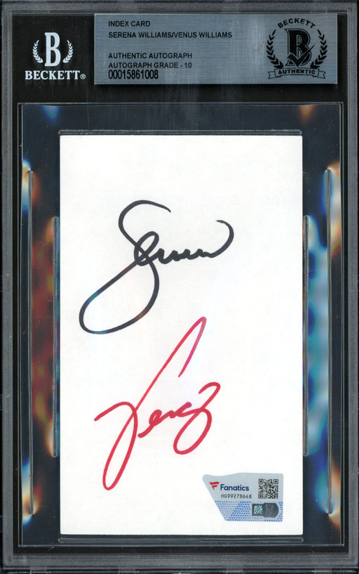 Serena & Venus Williams Autographed 3x5 Index Card Auto Grade Gem Mint 10 Beckett BAS #15861008