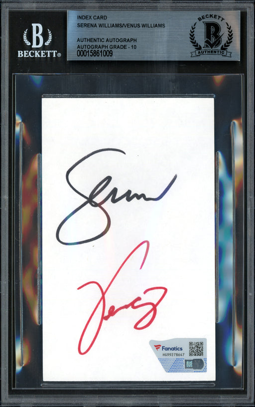 Serena & Venus Williams Autographed 3x5 Index Card Auto Grade Gem Mint 10 Beckett BAS #15861009