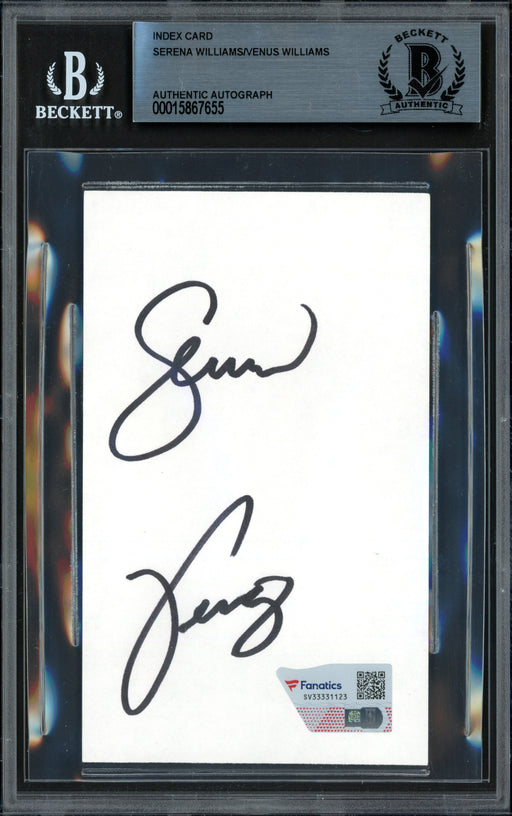 Serena & Venus Williams Autographed 3x5 Index Card Black Beckett BAS #15867655