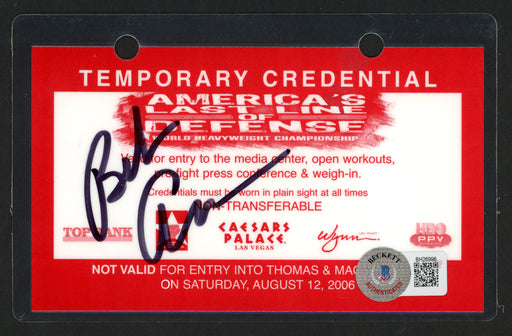 Bob Arum Autographed Credentials Pass Promoter (Laminated) Beckett BAS QR #BH26996