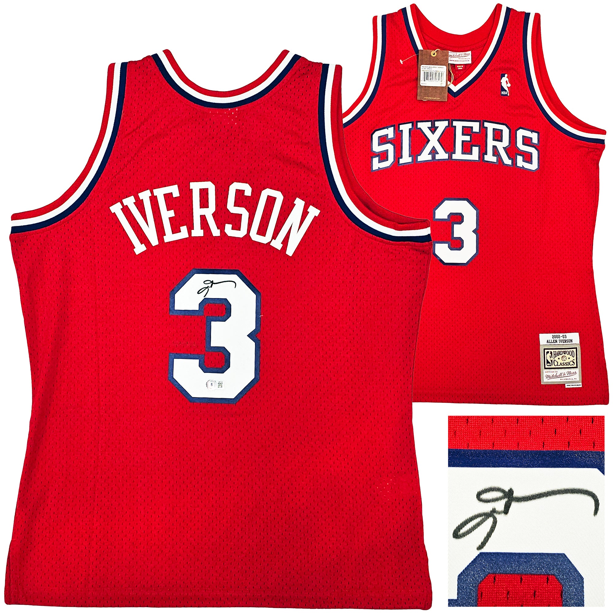 Philadelphia 76ers Allen Iverson Autographed Red Authentic