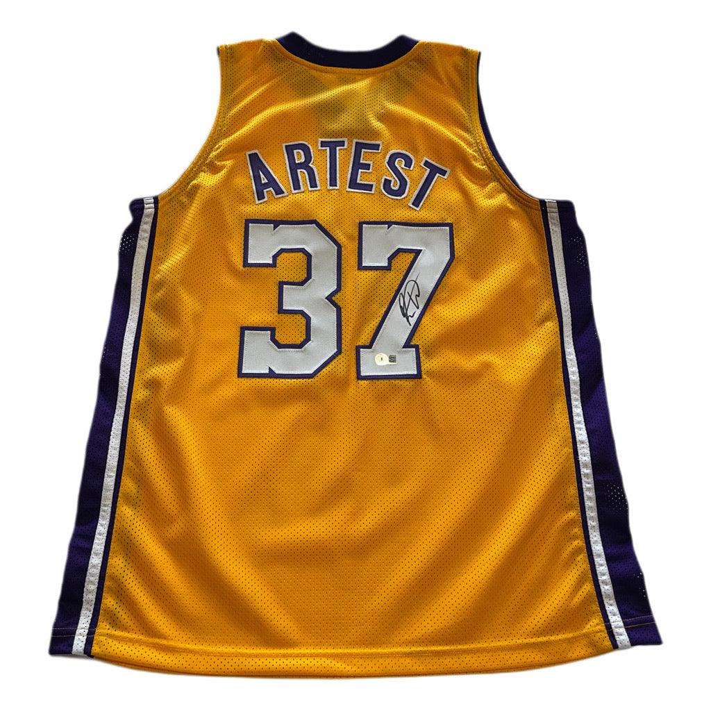 RSA Ron Artest Signed Los Angeles Yellow Basketball Jersey (Beckett)