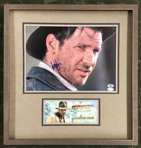 harrison ford signed indiana jones 11x14 authentic lobby card custom framed display jsa x14033 certificate of authenticity