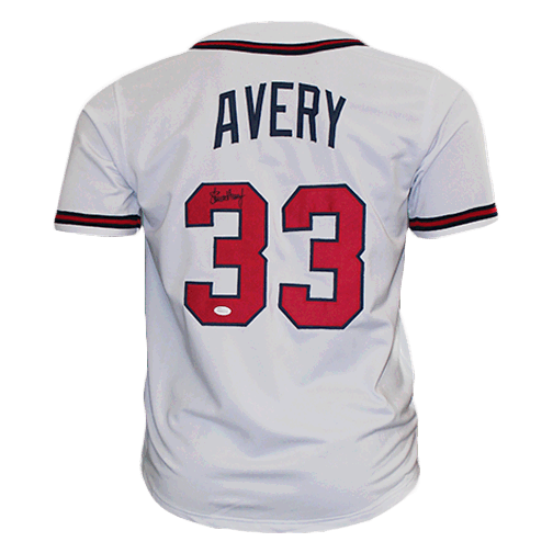 Steve Avery Pro Style Autographed Baseball Jersey White (JSA)