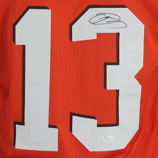 Odell Beckham Jr Autographed Pro Style Custom Football Jersey Orange JSA - RSA