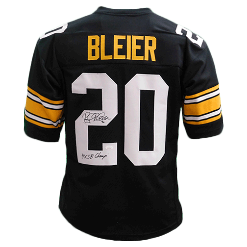 Rocky Bleier Autographed Pro Style Football Jersey Black (Beckett) 4X Super  Bowl Champ Inscription
