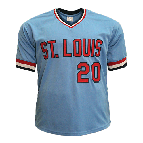 Lou Brock Autographed Pro Style Baseball Jersey Blue (JSA) - RSA