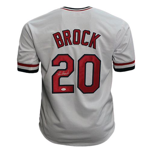 Lou Brock Autographed St. Louis Pro Style Baseball Jersey White (JSA) - RSA