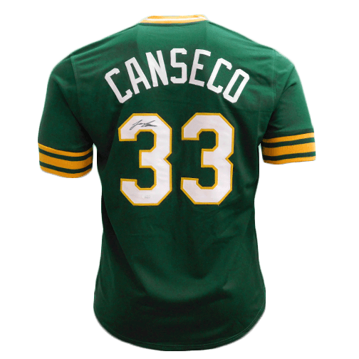 Jose Canseco Autographed Pro Style Green/Yellow Baseball Jersey (JSA) - RSA