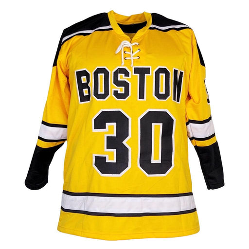 Gerry Cheevers Signed HOF 85 Inscription Boston Pro Yellow Hockey Jersey (JSA) - RSA