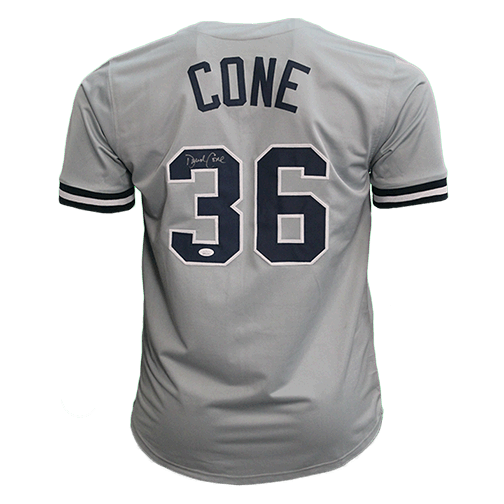 David Cone New York Autographed Baseball Pro Style Jersey Grey (JSA)