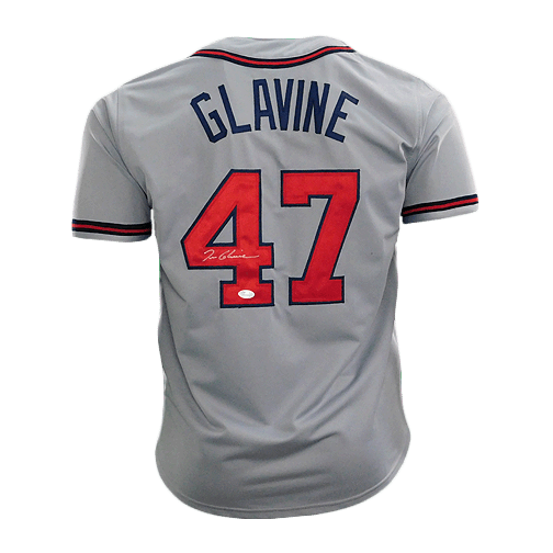 Tom Glavine Signed Pro Style Baseball Jersey Grey (JSA)