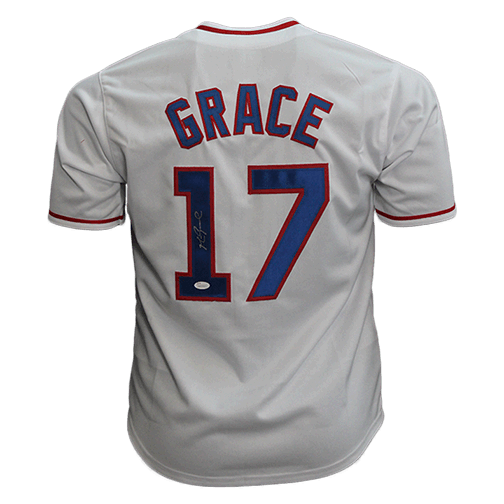 Mark Grace Autographed Chicago Throwback Baseball Jersey White (JSA)