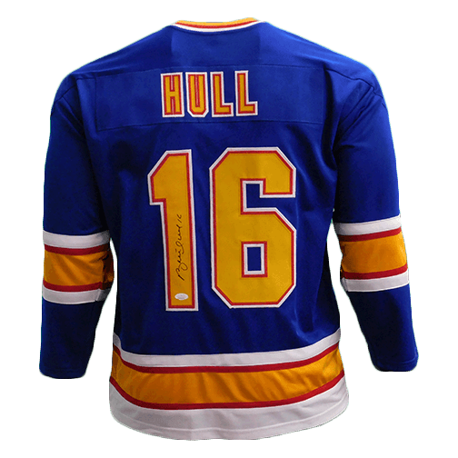 Brett Hull Autographed St Louis Custom Blue Hockey Jersey - BAS COA (B)