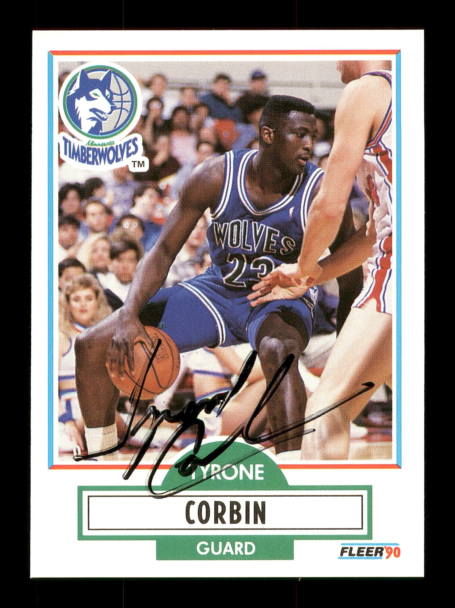 Tyrone Corbin Autographed 1990-91 Fleer Card #113 Minnesota