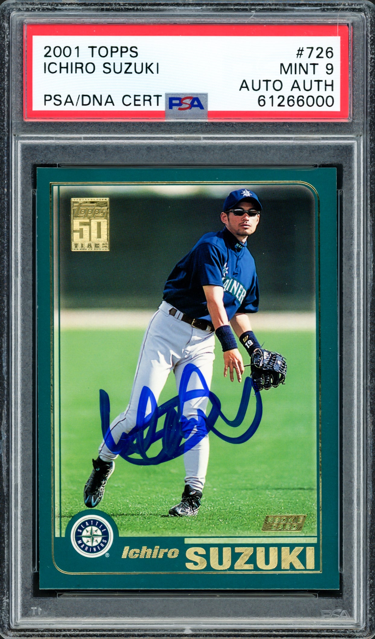 Ichiro Suzuki Autographed 2001 Topps Rookie Card #726 Seattle