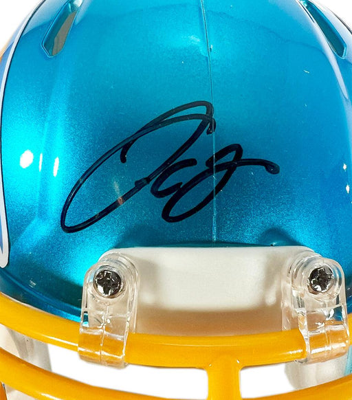 JC Jackson Signed Los Angeles Chargers Flash Speed Mini Football Helmet (JSA) - RSA