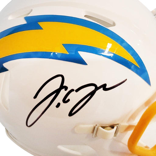 JC jackson Signed Los angeles Chargers Speed Mini Replica Football Helmet (JSA) - RSA