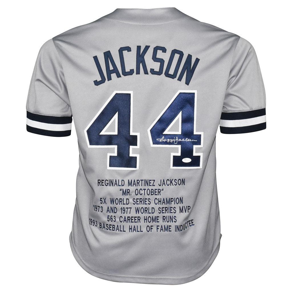 Reggie Jackson Signed New York Stats Grey Baseball Jersey (JSA) — RSA