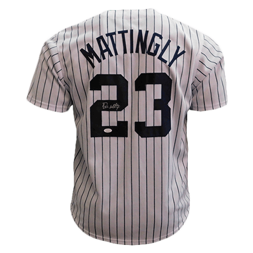 Don Mattingly Autographed Pinstripe Baseball Jersey (JSA) — RSA