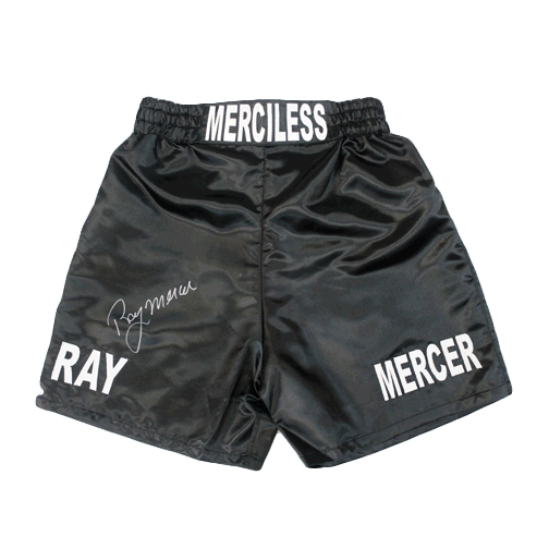 Ray Mercer Autographed Boxing Trunks Black (JSA) - RSA