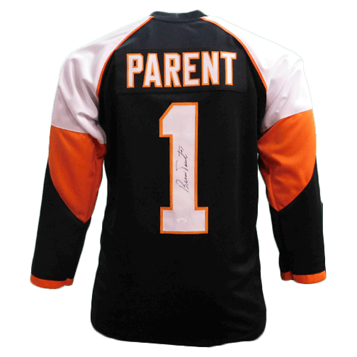 Bernie Parent Autographed Black Hockey Jersey (JSA) - RSA
