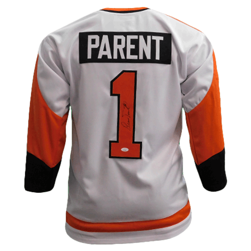 Bernie Parent Autographed White Hockey Jersey (JSA) - RSA