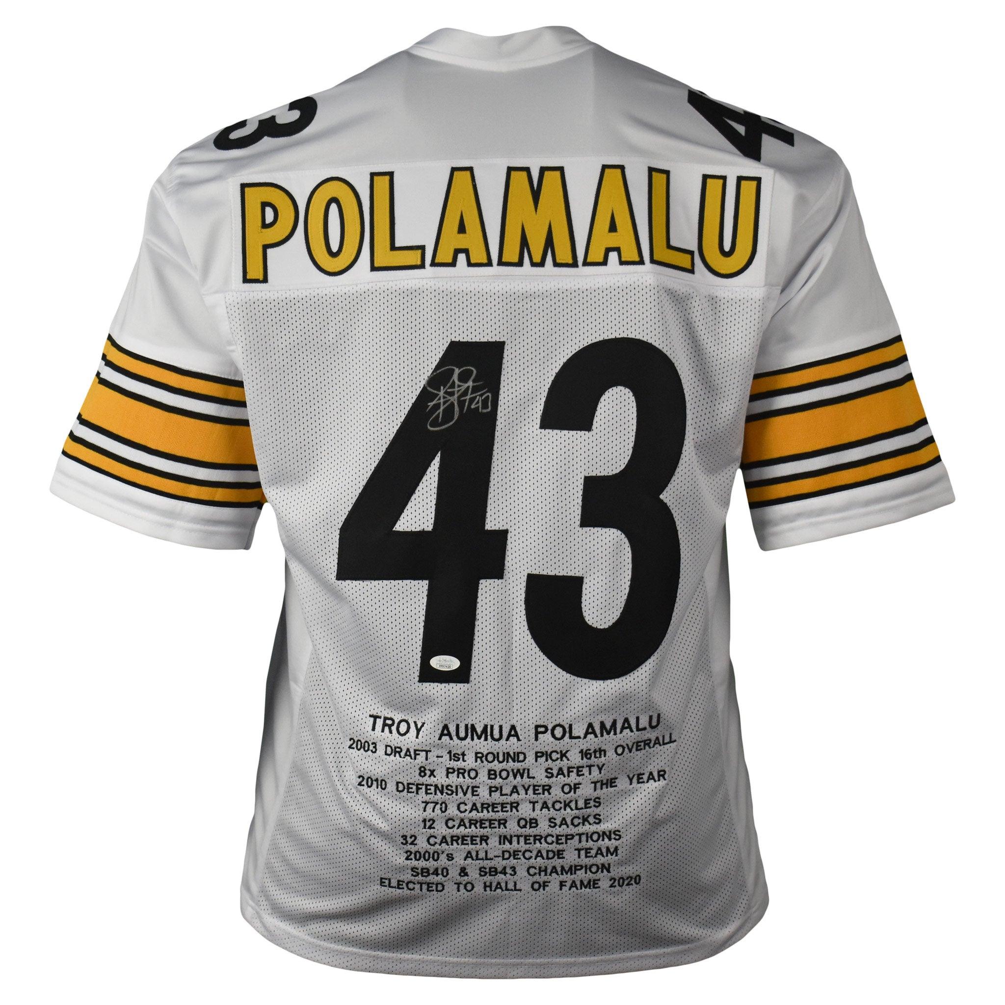 Troy Polamalu Signed Pro-Edition White Stats Football Jersey