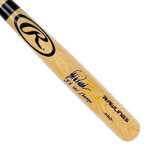 Jorge Posada Signed 5x WS champs Inscription Rawlings Blonde Baseball Bat (Beckett) - RSA