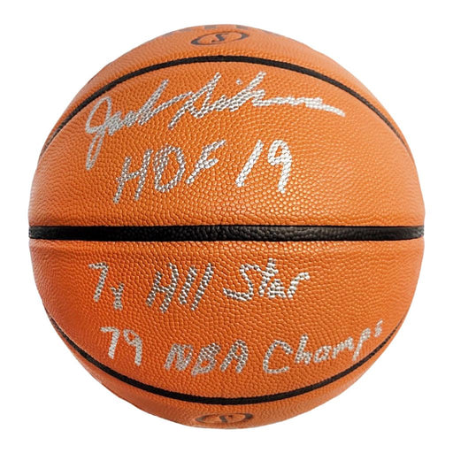 Jack Sikma Signed Three Inscription Spalding NBA Neverflat I/O Basketball (JSA) - RSA