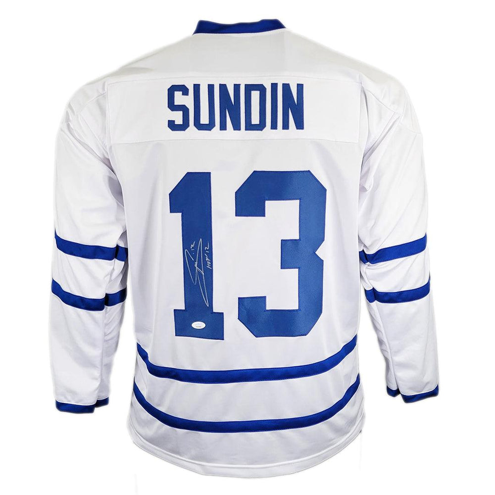 Mats Sundin Signed HOF 12 Inscription Toronto White Hockey Jersey (JSA) - RSA