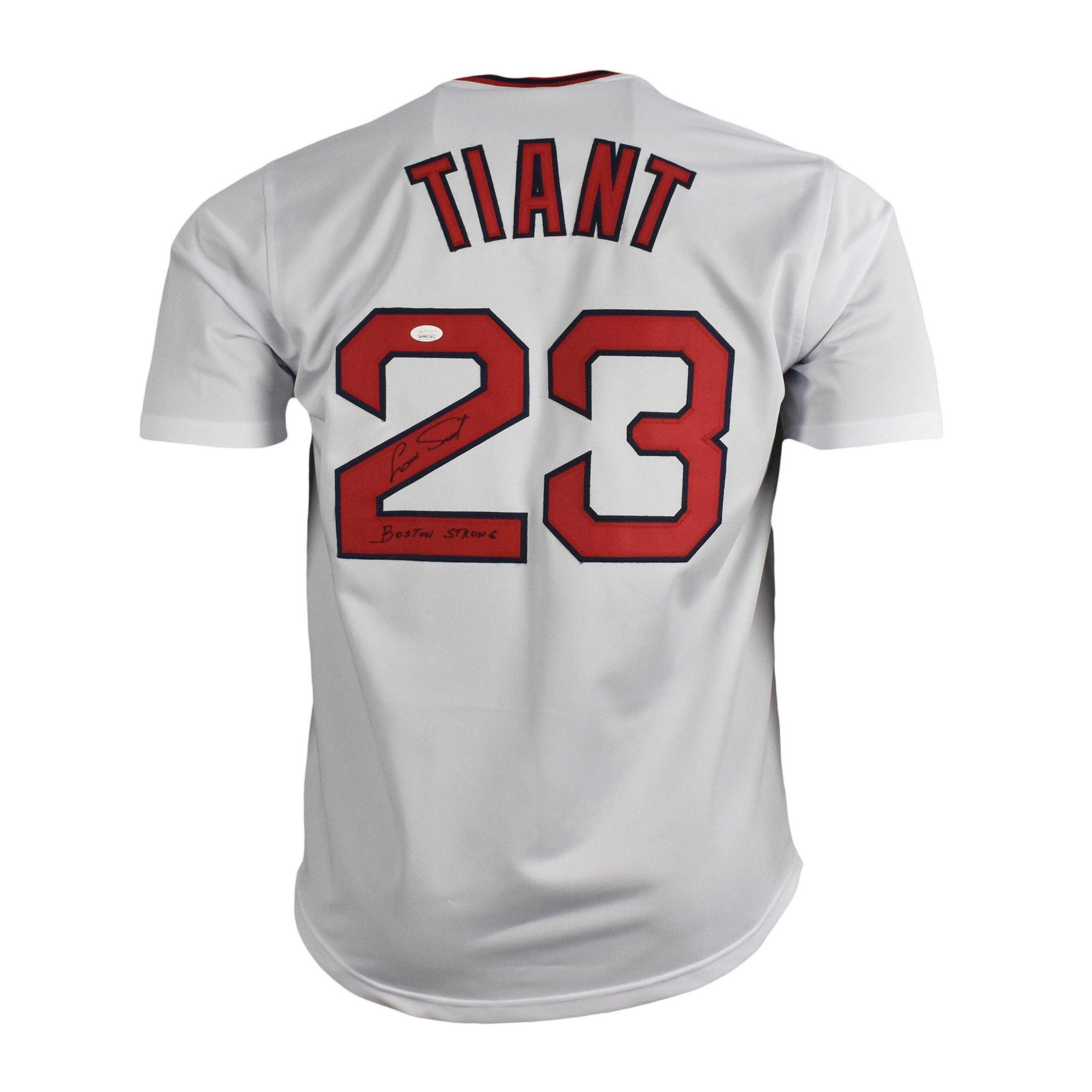 Luis Tiant Signed Boston Strong Boston White Baseball Jersey (JSA) — RSA