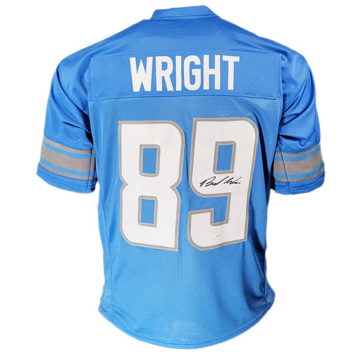 Brock Wright Signed Detroit Blue Football Jersey (JSA) - RSA